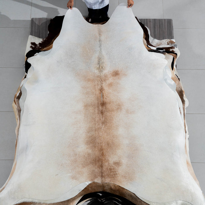 Brazilian Grey Palomino Cowhide Rug Size 8'0" L x 6'11" W 3759