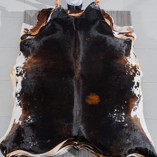 Brazilian Mahogany Cowhide Rug Size 7'11" L x 6'11" W 3763