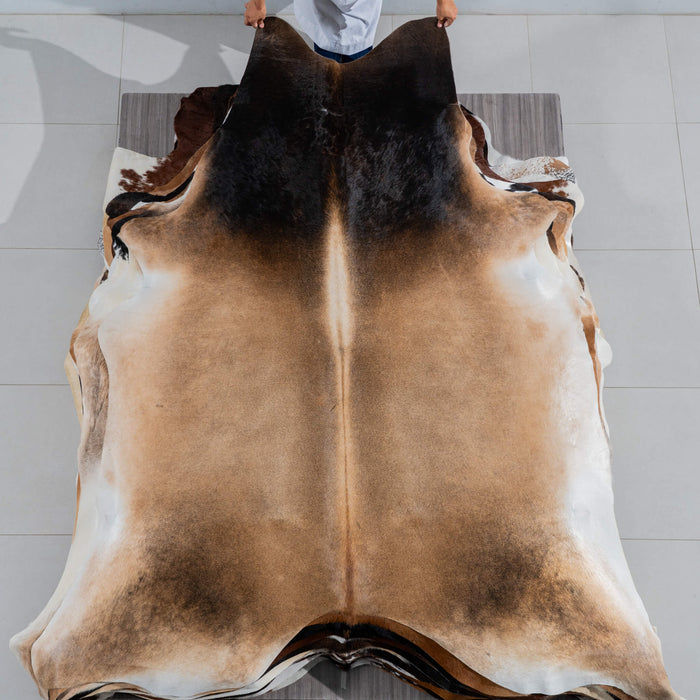 Brazilian Grey Palomino Cowhide Rug Size 8'10" L x 7'4" W 3765