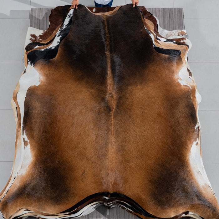 Brazilian Mahogany Cowhide Rug Size 7'9" L x 7'1" W 3767