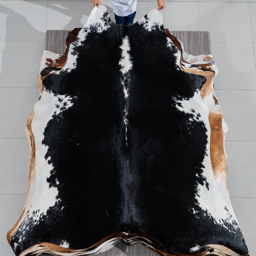 Brazilian Black and White Cowhide Rug Size 8'4" L x 7'2" W 3768