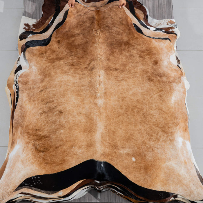 Brazilian Beige Cowhide Rug Size 6'11" L x 6'1" W 3771