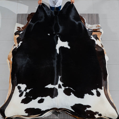 Brazilian Black and White Cowhide Rug Size 8'4" L x 6'6" W 3776