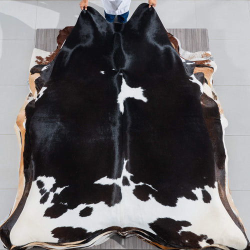 Brazilian Black and White Cowhide Rug Size 8'4" L x 6'6" W 3776