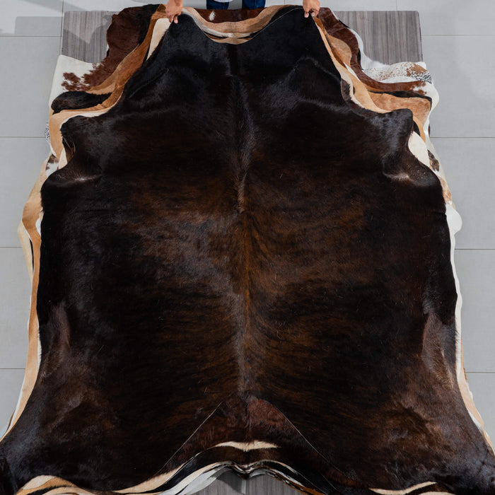 Brazilian Dark Brindle Cowhide Rug Size 7'8" L x 7'2" W 3777