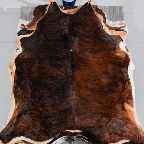 Brazilian Dark Brindle Cowhide Rug Size 7'7" L x 6'11" W 3778