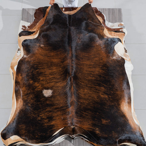 Brazilian Dark Brindle Cowhide Rug Size 7'9" L x 7'1" W 3780