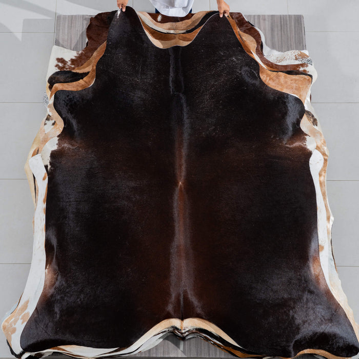 Brazilian Mahogany Cowhide Rug Size 7'7" L x 6'6" W 3786