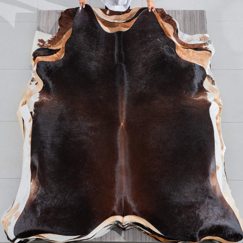 Brazilian Mahogany Cowhide Rug Size 7'7" L x 6'6" W 3786
