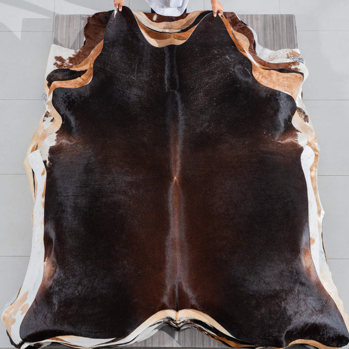 Brazilian Mahogany Cowhide Rug Size 7'7" L x 6'6" W 3786
