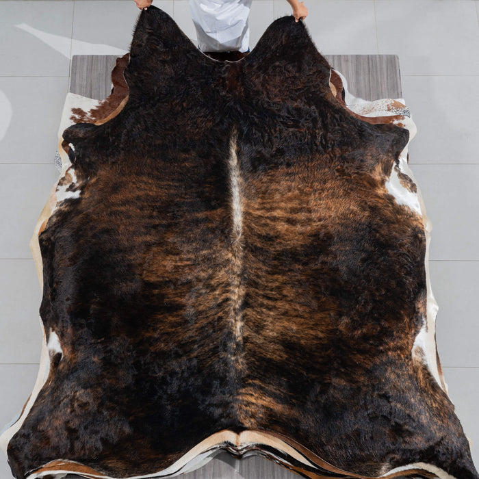 Brazilian Dark Brindle Cowhide Rug Size 8'8" L x 7'3" W 3789