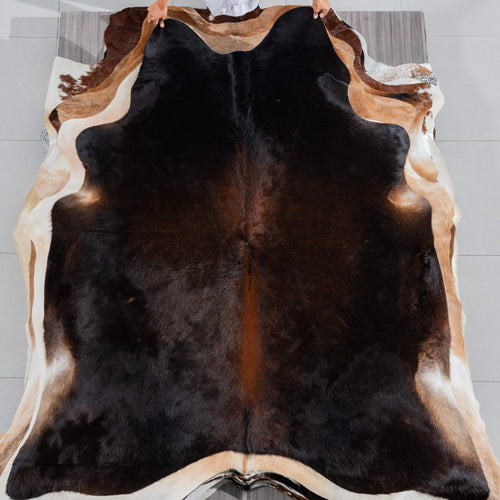 Brazilian Mahogany Cowhide Rug Size 7'4" L x 6'3" W 3796