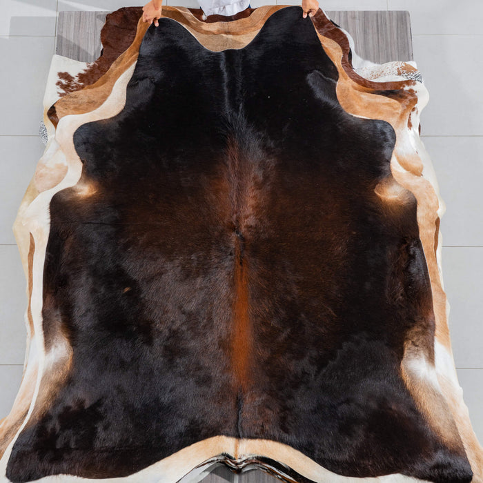 Brazilian Mahogany Cowhide Rug Size 7'4" L x 6'3" W 3796
