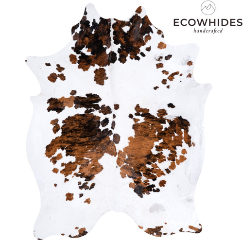 Vintage White Tricolor Cowhide Rug Size 8'1" L x 6'0" W 4302