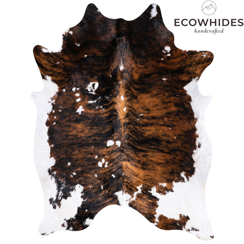 Vintage Brindle White Belly Cowhide Rug Size 6'4" L x 4'10" W 4303