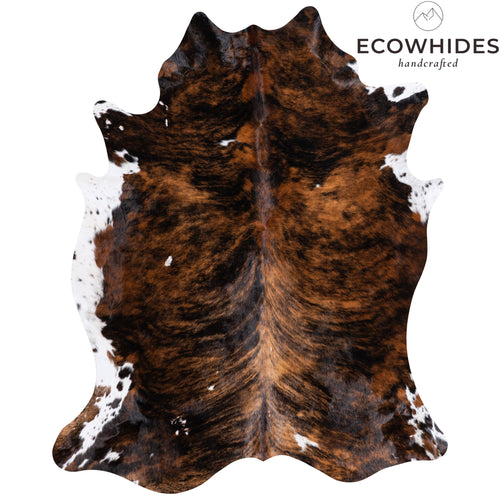 Vintage Brindle White Belly Cowhide Rug Size 6'9" L x 5'7" W 4307