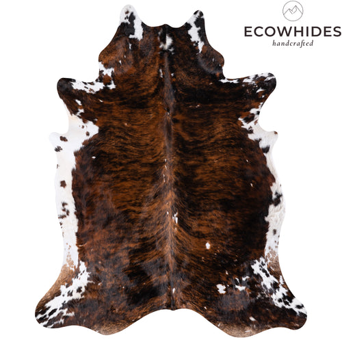 Vintage Brindle White Belly Cowhide Rug Size 7'3" L x 6'0" W 4311