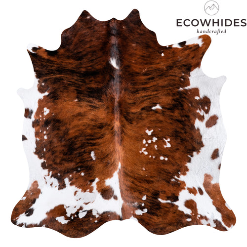 Vintage Brindle White Belly Cowhide Rug Size 5'11" L x 5'11" W 4314