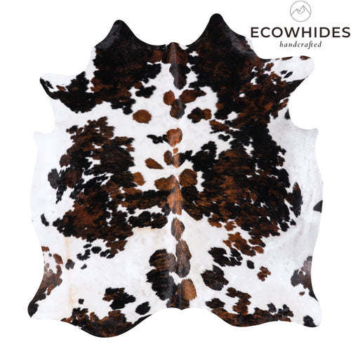 Vintage Tricolor Cowhide Rug Size 7'0" L x 6'3" W 4327