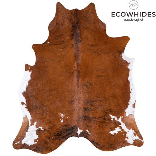 Vintage Brindle White Belly Cowhide Rug Size 7'0" L x 6'1" W 4328