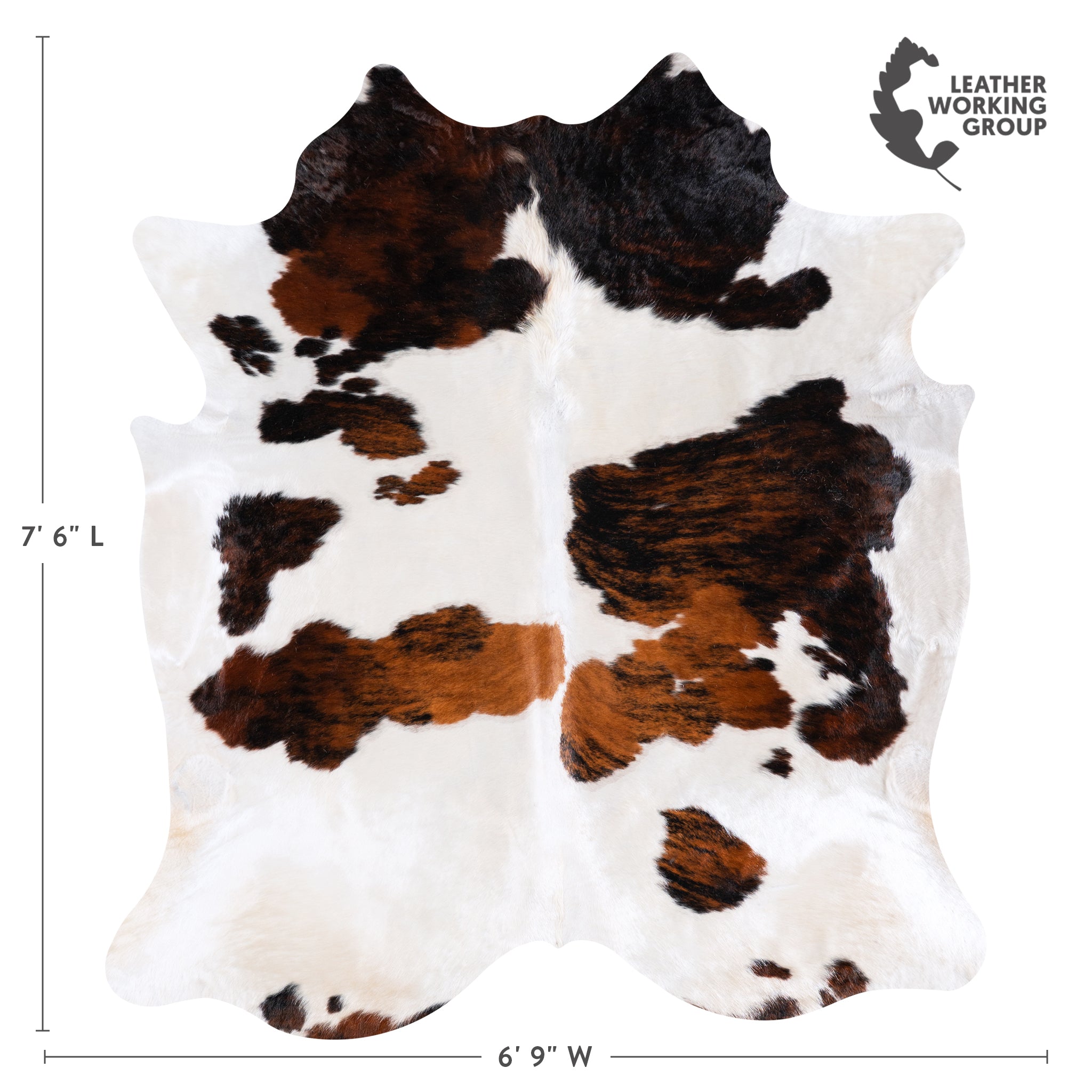 Vintage White Tricolor Cowhide Rug Size 7'6