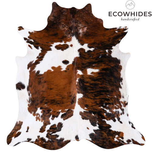 Vintage Tricolor Cowhide Rug Size 6'4" L x 6'1" W 4335