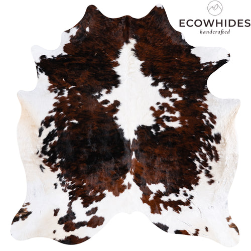 Vintage Tricolor Cowhide Rug Size 6'11" L x 6'9" W 4336