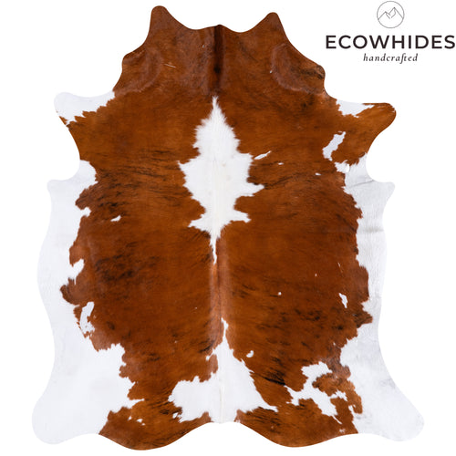 Vintage Tricolor Cowhide Rug Size 7'3" L x 6'6" W 4346