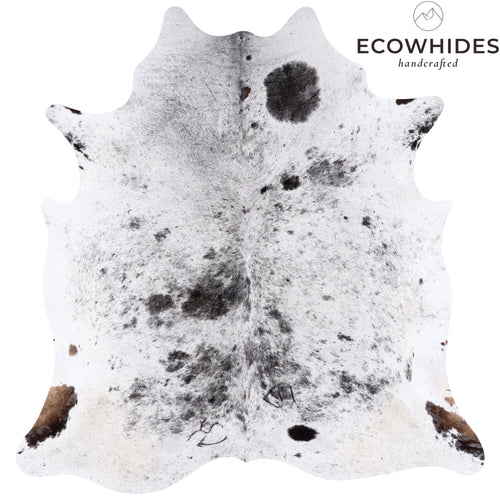 Vintage Black Salt and Pepper Cowhide Rug Size 6'11" L x 6'10" W 4349