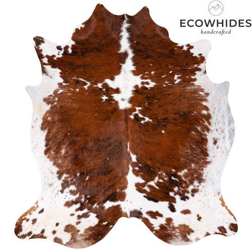 Vintage Tricolor Cowhide Rug Size 8'3" L x 7'7" W 4366