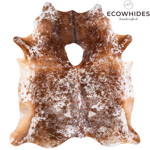 Vintage Brown Salt and Pepper Cowhide Rug Size 7'6" L x 6'10" W 4367