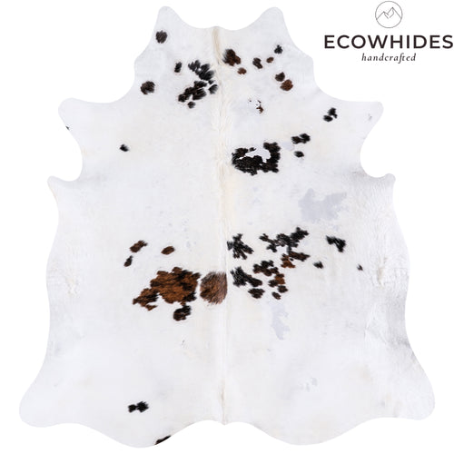 Vintage White Tricolor Cowhide Rug Size 7'0" L x 5'8" W 4371