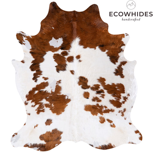 Vintage White Tricolor Cowhide Rug Size 6'7" L x 5'11" W 4373