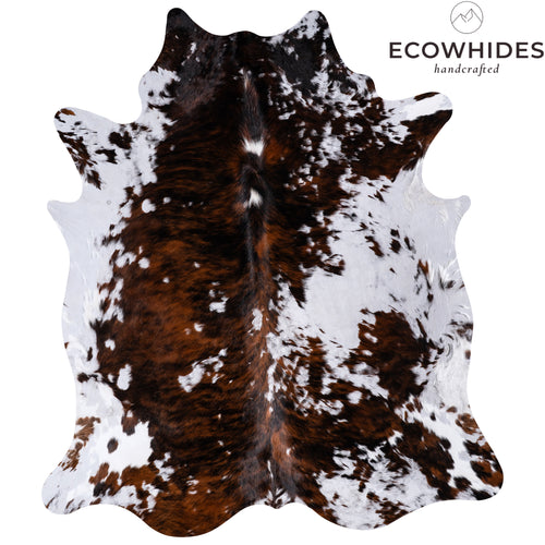 Vintage Tricolor Brindle Mix Cowhide Rug Size 6'10" L x 6'0" W 4377