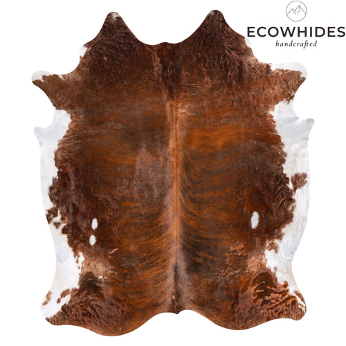 Vintage Brindle White Belly Cowhide Rug Size 8'2" L x 6'10" W 4383