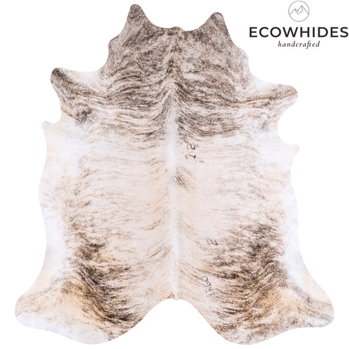 Vintage Light Grey Brindle Cowhide Rug Size 7'10" L x 7'3" W 4390