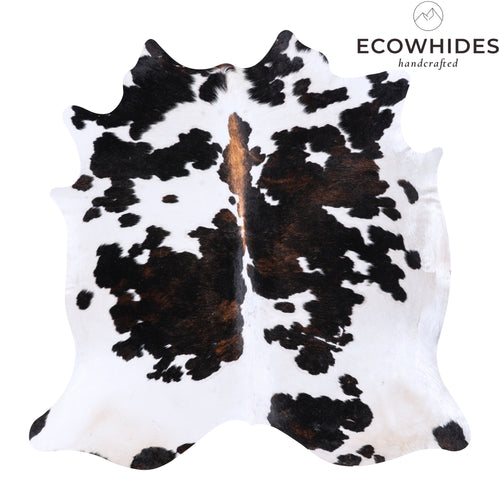 Vintage White Tricolor Cowhide Rug Size 6'6" L x 6'7" W 4400