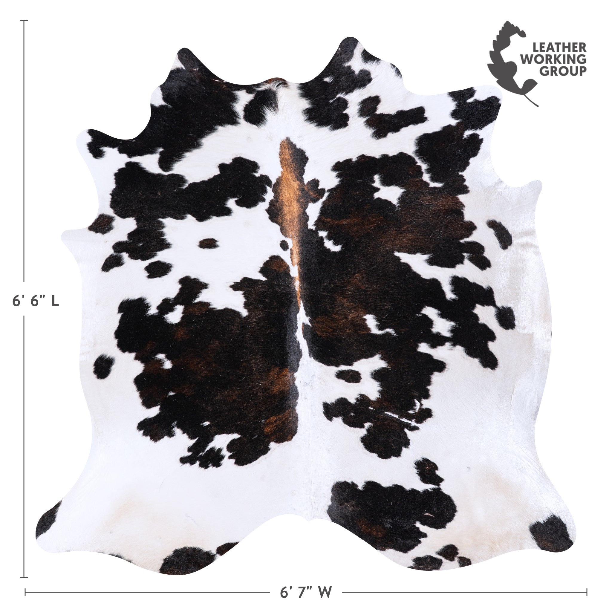 Vintage White Tricolor Cowhide Rug Size 6'6