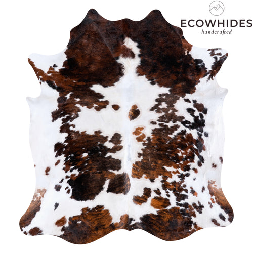 Vintage Tricolor Cowhide Rug Size 7'11" L x 7'2" W 4407