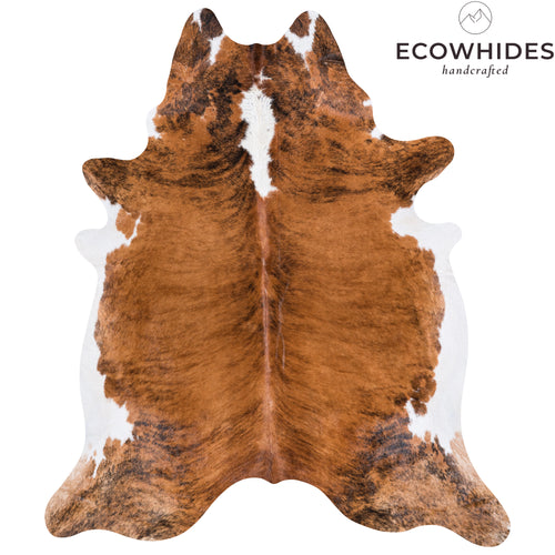 Brazilian Brindle White Belly and Backbone Cowhide Rug Size 8'2" L x 7'0" W 4509