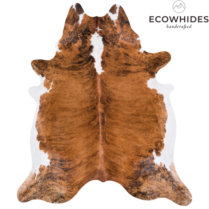 Brazilian Brindle White Belly and Backbone Cowhide Rug Size 8'2" L x 7'0" W 4509
