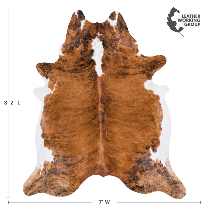 Brazilian Brindle White Belly and Backbone Cowhide Rug Size 8'2" L x 7'0" W 4509