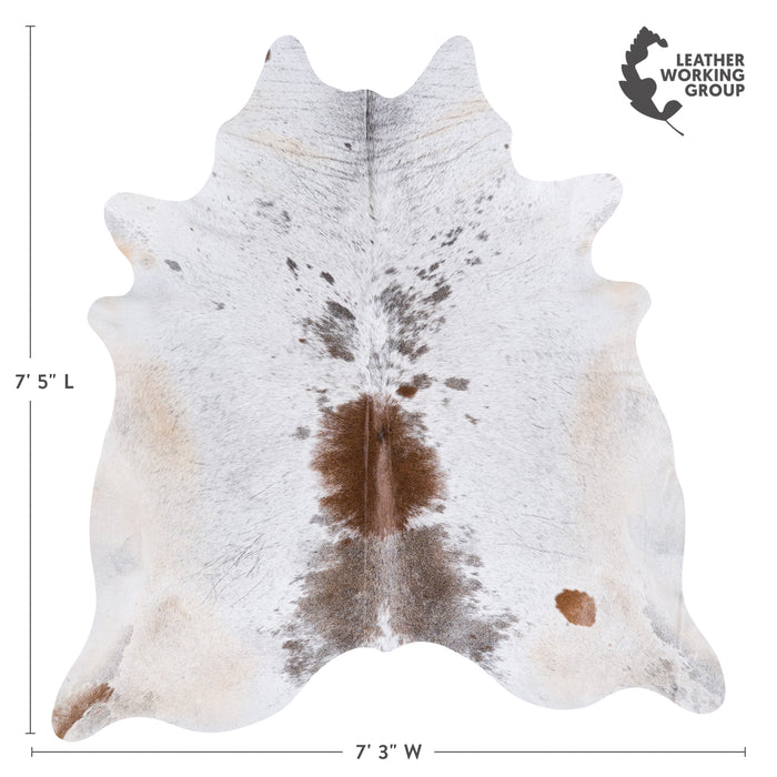 Brazilian Brown and White Cowhide Rug Size 7'6" L x 7'3" W 4532