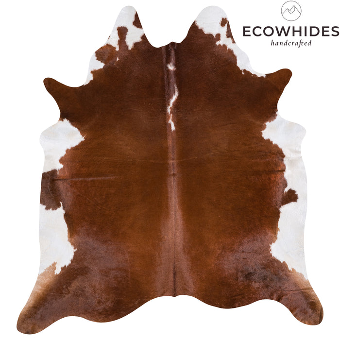 Brazilian Brown and White Cowhide Rug Size 7'8" L x 7'4" W 4533