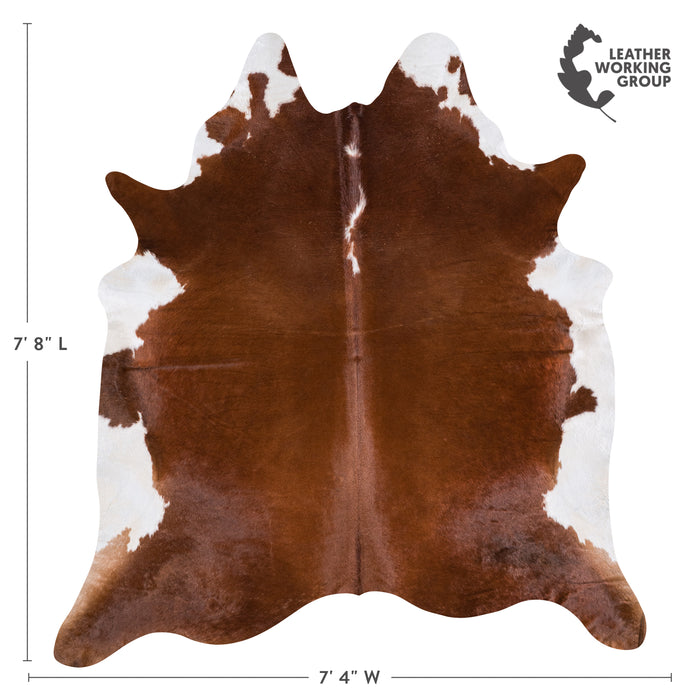 Brazilian Brown and White Cowhide Rug Size 7'8" L x 7'4" W 4533