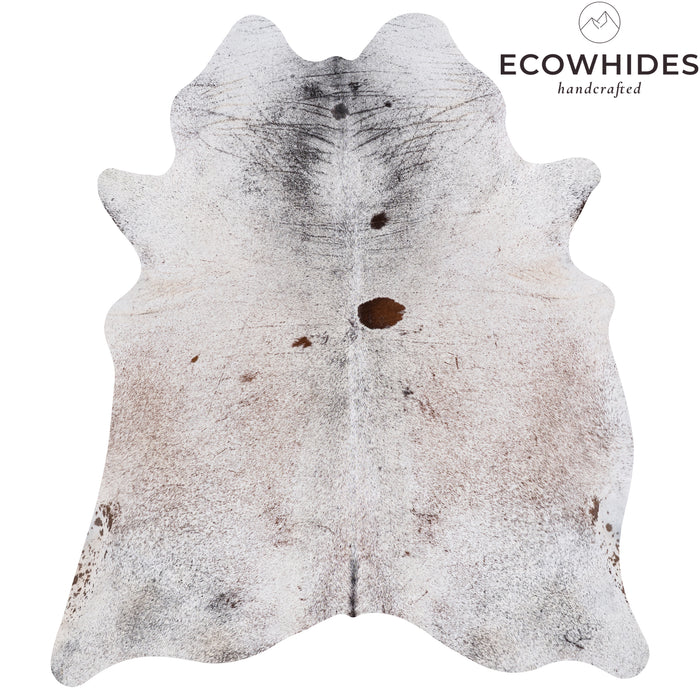 Brazilian Chocolate and White Cowhide Rug Size 8'0" L x 6'10" W 4545