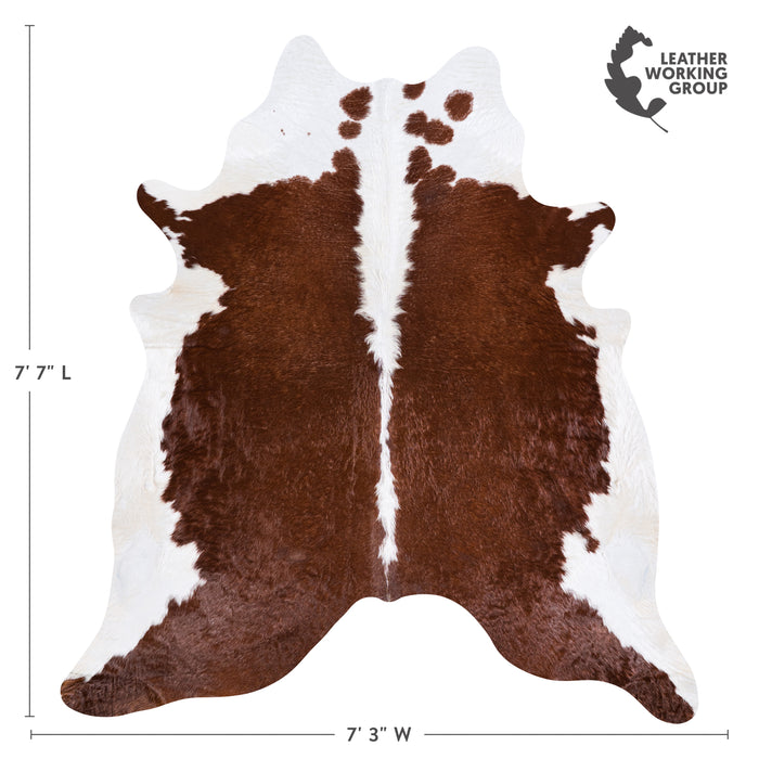 Brazilian Brown and White Cowhide Rug Size 7'7" L x 7'3" W 4550
