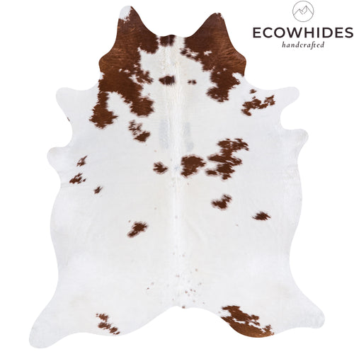 Brazilian Brown and White Cowhide Rug Size 8'0" L x 7'0" W 4554