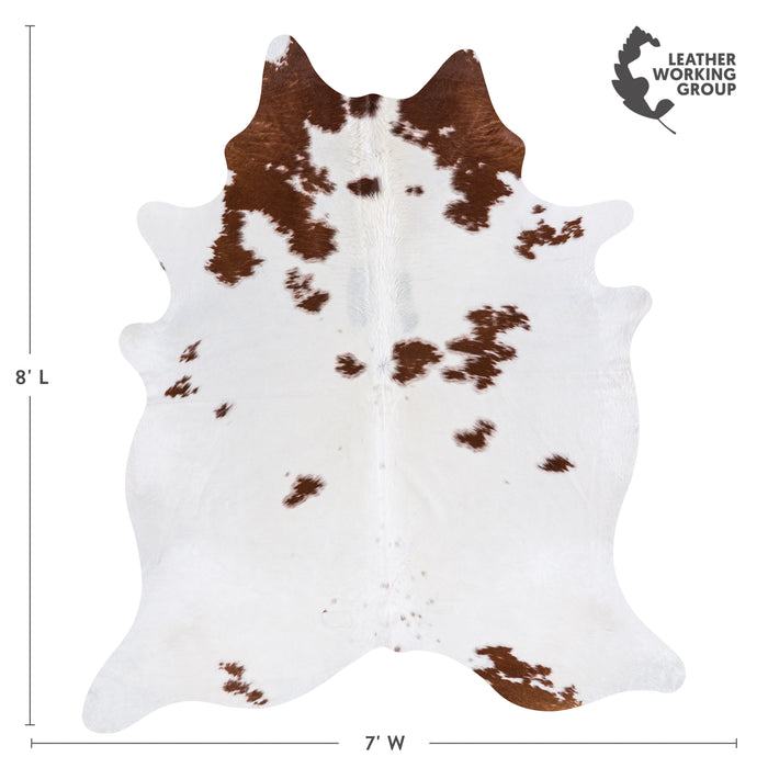 Brazilian Brown and White Cowhide Rug Size 8'0" L x 7'0" W 4554