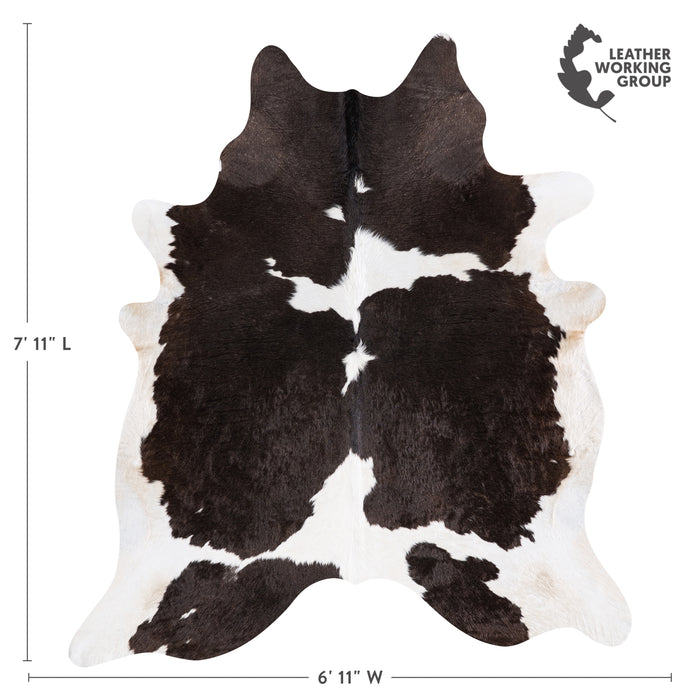 Brazilian Black and White Cowhide Rug Size 7'11" L x 6'11" W 4558
